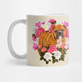 English Bulldog Puppy with flowers Mug